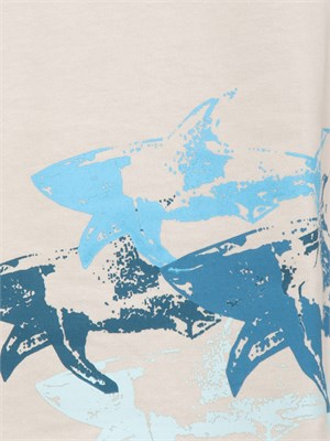 T-shirt Paul&Shark beige con stampa Sharks effetto distressed in UOMO