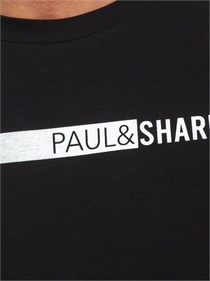 T-shirt Paul & Shark nero in jersey di cotone con stampa in UOMO