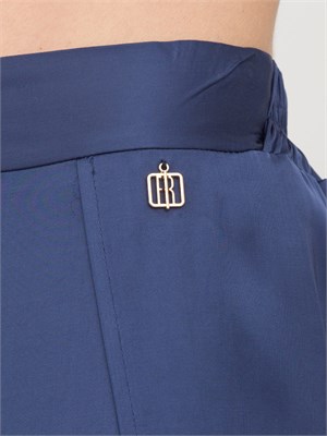 Pantaloni palazzo raso blu Fracomina con elastico vita in DONNA