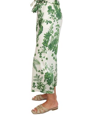 Pantaloni Emme Marella in twill con stampa foliage verde all over in DONNA