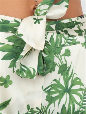 Pantaloni Emme Marella in twill con stampa foliage verde all over in DONNA
