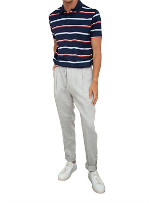 Polo a righe Paul&Shark in cotone perlÉ con colletto a contrasto in UOMO