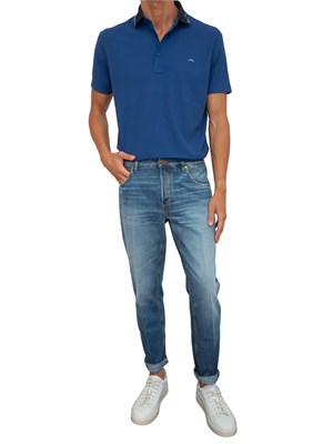 Polo Paul & Shark blu in tessuto con logo in UOMO