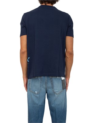 T-shirt Paul&Shark blu con stampa Sharks effetto distressed in UOMO