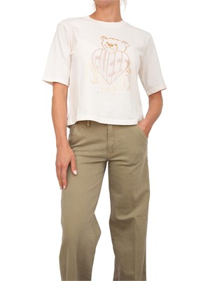 T-shirt avorio Guess Jeans donna con stampa frontale orsetto in DONNA