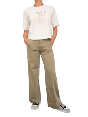 T-shirt avorio Guess Jeans donna con stampa frontale orsetto in DONNA