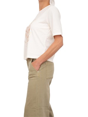 T-shirt avorio Guess Jeans donna con stampa frontale orsetto in DONNA