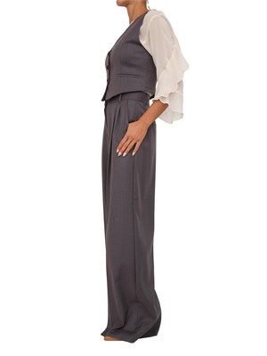 Completo gilet+pantalone Emme Marella in flanella tecnica stratch grigio scuro melange in DONNA
