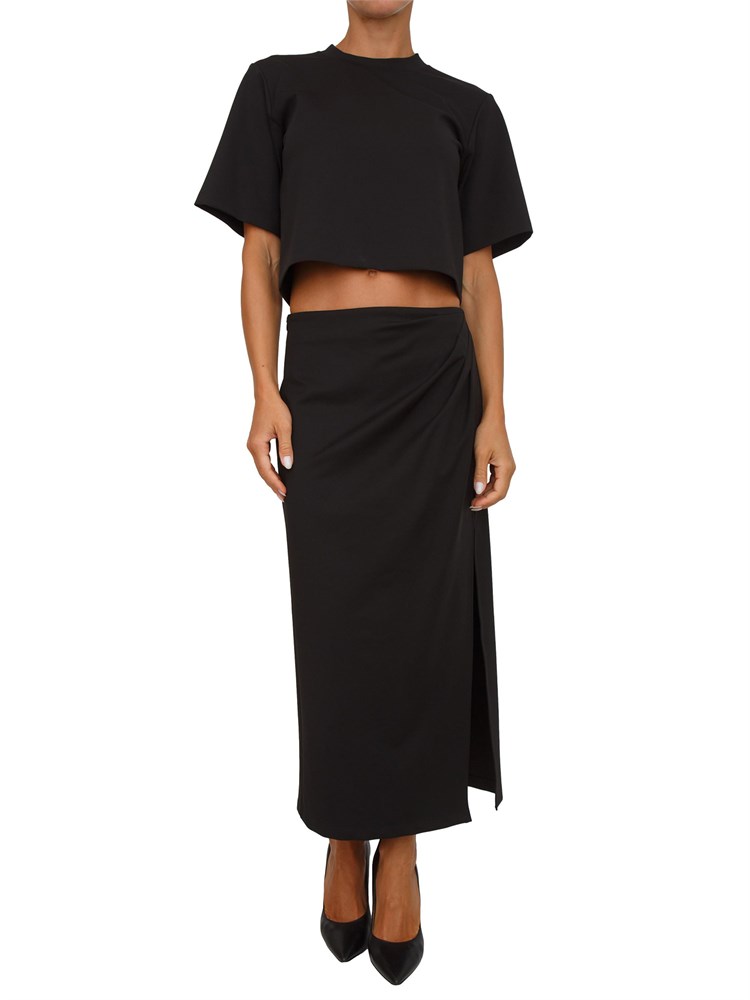Completo top+gonna Emme Marella in jersey interlock stretch nero
