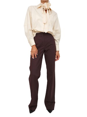 Pantalone slim fit Marella in cotone soft touch marrone in DONNA
