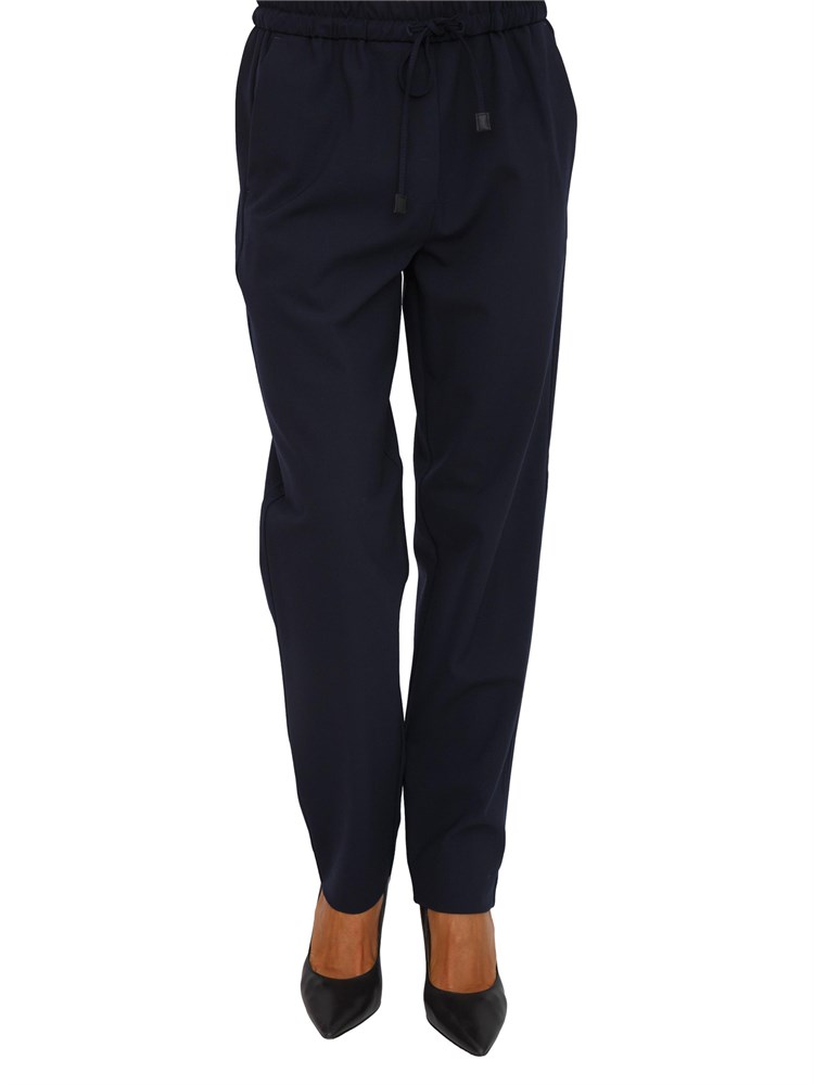 Pantalone slim fit Marella in misto lana blu con tasche alla francese