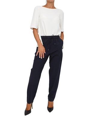Pantalone slim fit Marella in misto lana blu con tasche alla francese in DONNA