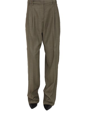 Pantalone carrot Marella in saglia di misto lana verde in DONNA