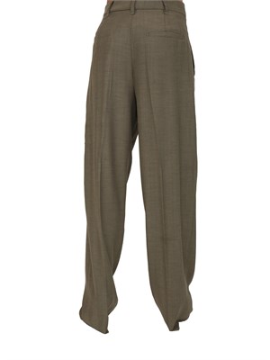 Pantalone carrot Marella in saglia di misto lana verde in DONNA