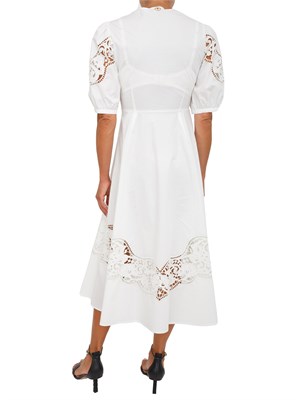TWIN-SET Abito lungo Twinset in popeline sangallo bianco in DONNA