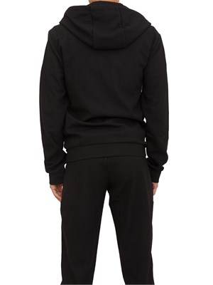 Felpa donna EA7 Emporio Armani in misto viscosa nera trama canneté in DONNA