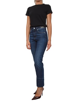 T-shirt Pinko in cotone nero con logo ricamato in DONNA