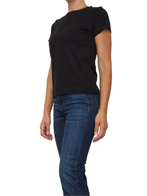 T-shirt Pinko in cotone nero con logo ricamato in DONNA