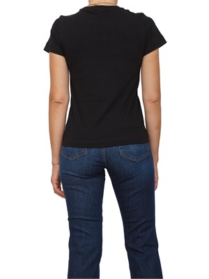 T-shirt Pinko in cotone nero con logo ricamato in DONNA