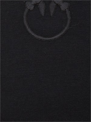 T-shirt Pinko in cotone nero con logo ricamato in DONNA