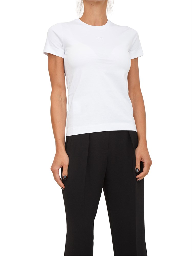 T-shirt Pinko in cotone bianco con logo ricamato