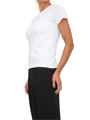 T-shirt Pinko in cotone bianco con logo ricamato in DONNA