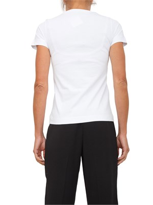 T-shirt Pinko in cotone bianco con logo ricamato in DONNA