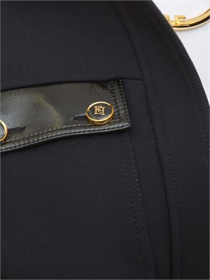 Giubbotto Elisabetta Franchi in doppio crêpe nero con cintura logata in DONNA