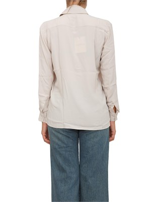 Camicia Marella in crepe de Chine di misto seta beige con cintura fiore in DONNA