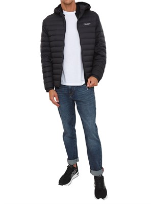 Piumino nero Armani Exchange fullzip con cappuccio in UOMO