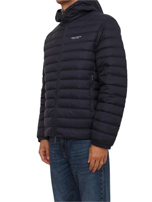 Piumino blu Armani Exchange fullzip con cappuccio in UOMO
