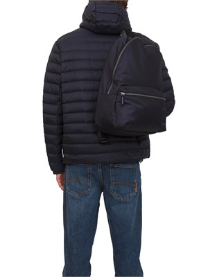Piumino blu Armani Exchange fullzip con cappuccio in UOMO