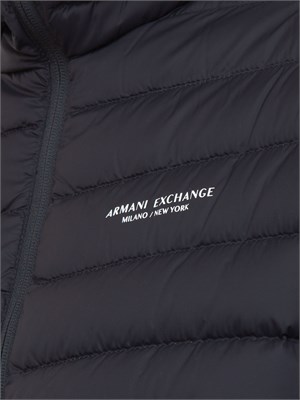 Piumino blu Armani Exchange fullzip con cappuccio in UOMO