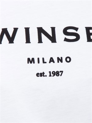 TWIN-SET T-shirt Twinset in jersey di cotone bianco con logo lettering a contrasto in DONNA