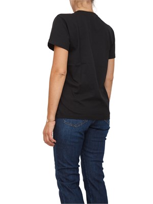 TWIN-SET T-shirt Twinset in jersey di cotone nero con logo lettering tono su tono in DONNA