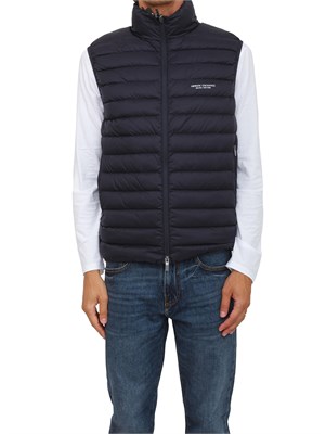 Piumino smanicato blu Armani Exchange fullzip in UOMO