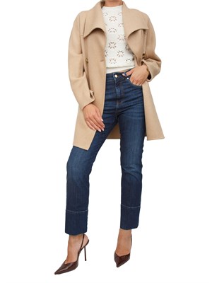 Cappotto caban Armani Exchange in misto lana beige cammello in DONNA