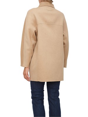 Cappotto caban Armani Exchange in misto lana beige cammello in DONNA
