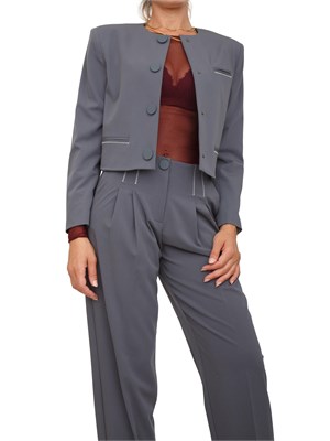 Giacca monopetto Armani Exchange in tessuto fluido grigio in DONNA