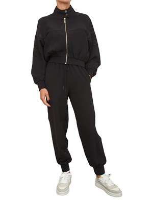 TWIN-SET Tuta sportiva Twinset felpa e pantalone in scuba nero con inserto logo in DONNA