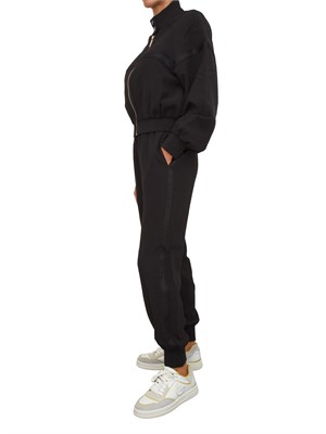 TWIN-SET Tuta sportiva Twinset felpa e pantalone in scuba nero con inserto logo in DONNA