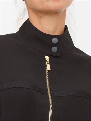 TWIN-SET Tuta sportiva Twinset felpa e pantalone in scuba nero con inserto logo in DONNA