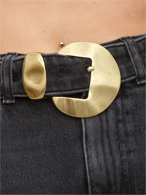 TWIN-SET Jeans Twinset in denim nero con cintura e maxi fibbia su vita in DONNA