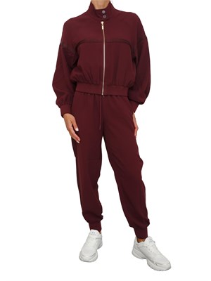 TWIN-SET Tuta sportiva Twinset felpa e pantalone in scuba bordeaux con inserto logo in DONNA