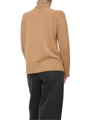 TWIN-SET Maglia collo alto Twinset in misto cashmere cammello con bordi lurex in DONNA