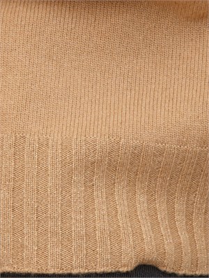 TWIN-SET Maglia collo alto Twinset in misto cashmere cammello con bordi lurex in DONNA