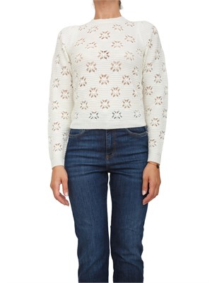 TWIN-SET Maglia Twinset in misto lana bianca lavorata con punto a motivo geometrico in DONNA