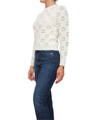 TWIN-SET Maglia Twinset in misto lana bianca lavorata con punto a motivo geometrico in DONNA
