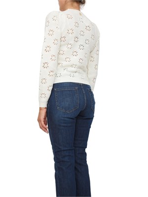 TWIN-SET Maglia Twinset in misto lana bianca lavorata con punto a motivo geometrico in DONNA