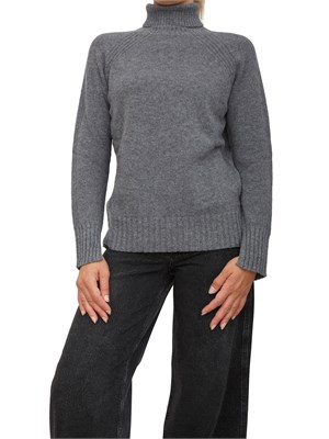 TWIN-SET Maglia collo alto Twinset in misto cashmere grigio con bordi lurex in DONNA